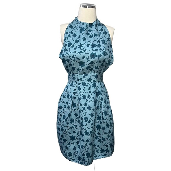 Bon Aprontit Iris Blue Floral Halter Bow Tie Back Apron MSRP $120 - Picture 1 of 6